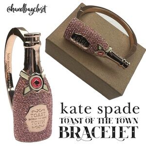 Kate Spade Champagne Toast Bottle Gold Pink Crystal Bracelet